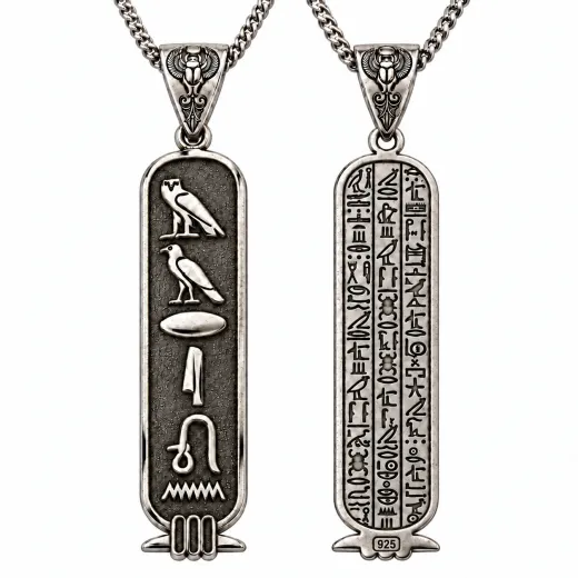 Ägyptische Namenskartusche aus 925 Sterling Silber – personalisiert mit deinem Namen in Hieroglyphen