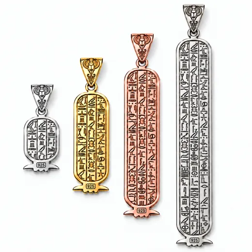 Ägyptische Namenskartusche aus 925 Sterling Silber – personalisiert mit deinem Namen in Hieroglyphen