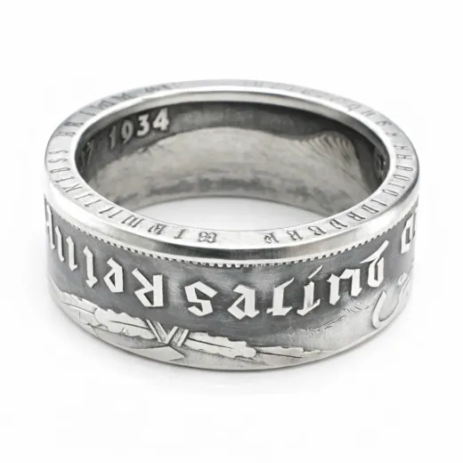 Münzring Deutsches Reich 5 Reichsmark Adler 1936-39 Silber 900er Größe 52 bis 72 • Finish Vintage