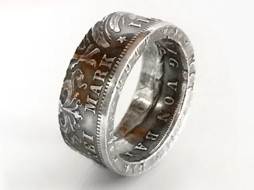 Münzring Kaiserreich 3 Mark Otto König von Bayern Silber 900er Größe 60 bis 74