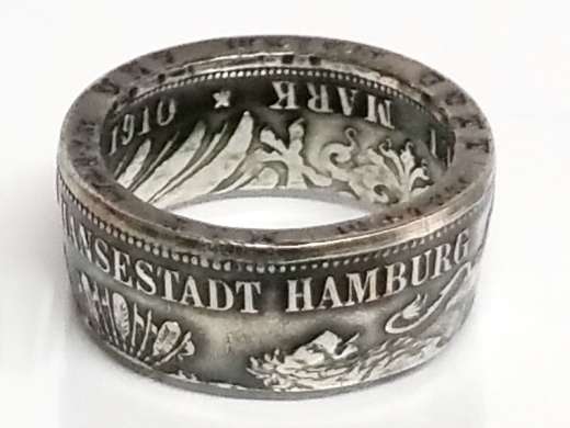 Münzring 3 Mark Kaiserreich Hansestadt Hamburg Silber 900er