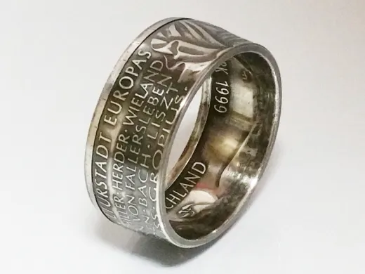 Münzring 10 Mark 1999 Weimar Kulturstadt Goethe Silber 925er Größe 56 bis 72