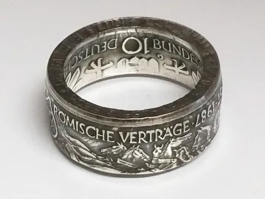 Münzring 10 Mark 1987 Römische Verträge Silber 625er Größe 56 bis 72