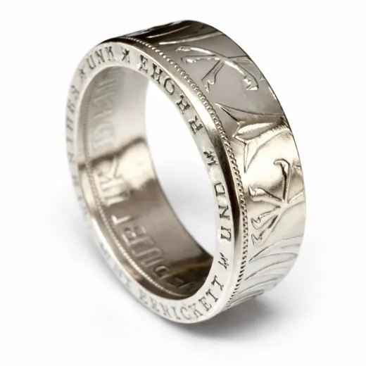 Münzring BRD 5 Mark Silberadler Silber 625er Größe 52 bis 72 • Finish Silber