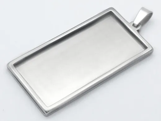 Anhänger Rohling Edelstahl Rechteck / Innen 19x38 mm