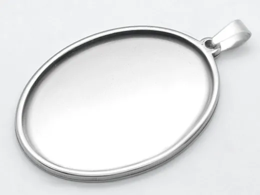 Anhänger Rohling Edelstahl Oval / Innen 30x40 mm