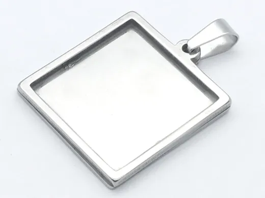 Anhänger Rohling Edelstahl Quadrat / Innen 20x20 mm