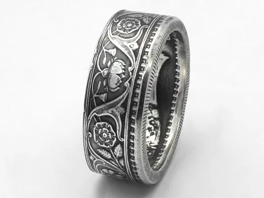 Münzring Indien One Rupee Silber 917er Größe 54 bis 68