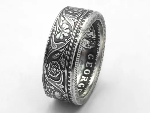 Münzring Indien One Rupee Silber 917er Größe 54 bis 68