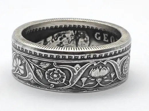 Münzring Indien One Rupee Silber 917er Größe 54 bis 68
