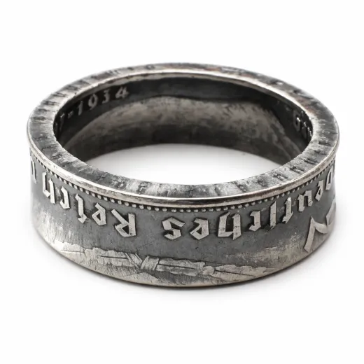 Münzring Deutsches Reich 2 Reichsmark Adler 1936-39 Silber 625er Größe 52 bis 60 • Finish Vintage