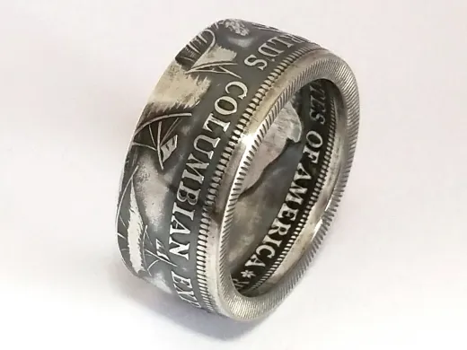 Münzring USA 1/2 Dollar 1893 Columbian Exposition Silber 900er Größe 58 bis 72
