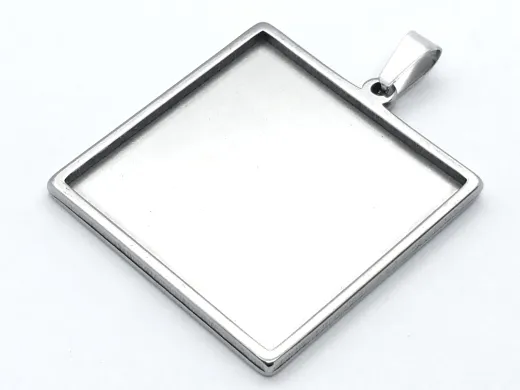 Anhänger Rohling Edelstahl Quadrat / Innen 25x25 mm