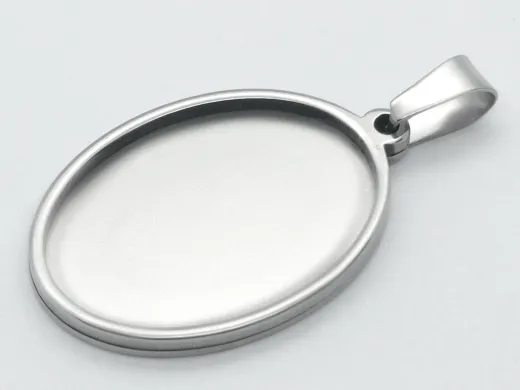 Anhänger Rohling Edelstahl Oval / Innen 13x18 mm