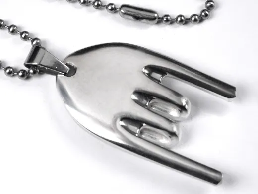 Besteckschmuck Anhänger Handzeichen versilbert (Devil)