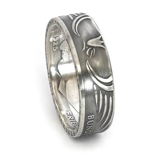 Münzring BRD 5 Mark 1975 Friedrich Ebert aus 625er Silber Größen 54 bis 72