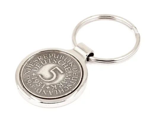 Metall Schlüsselanhänger 5 Mark mit Datum 1951 bis 1974 aus Silber 625er