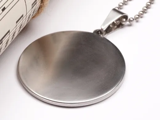 Anhänger Edelstahl Ø 38mm mit Schlagzeug Becken Inlay