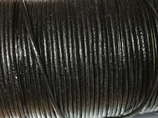 Lederschnur rund Ø 1,3 mm Schwarz 1 Meter