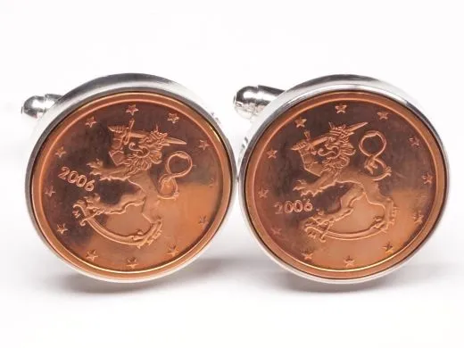 Manschettenknöpfe 2 Cent Finnland Heraldische Löwe Ø 20mm