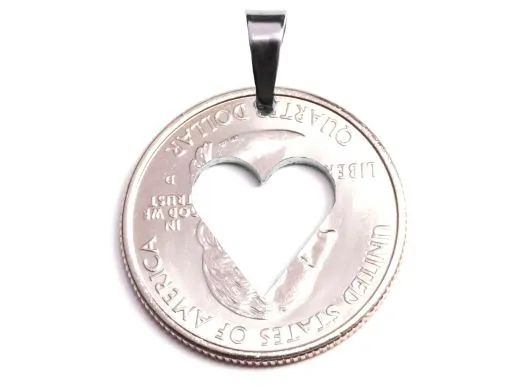 Anhänger mit Herz USA State Quarter 2001-2008 versilbert • Ausführung Silber