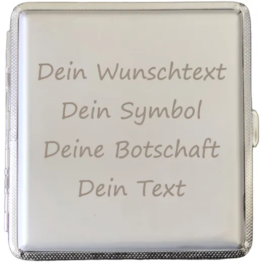 Zigarettenetui für 20 Zigaretten WUNSCHTEXT • Farbe Silber