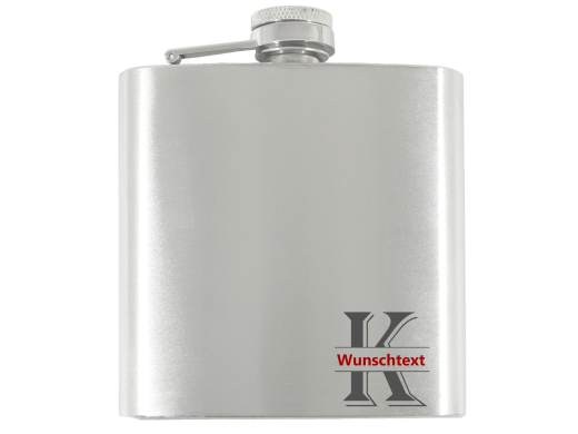 Flachmann Edelstahl gebürstet 180ml mit Monogramm