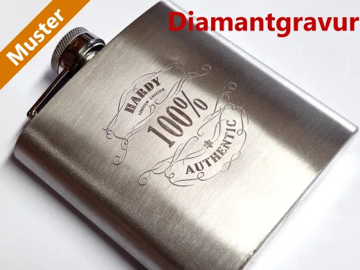 Flachmann Edelstahl gebürstet 180ml mit Monogramm