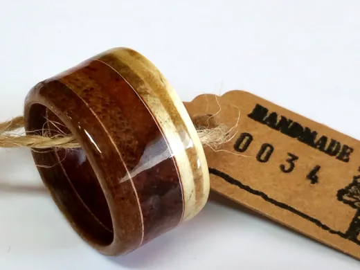 Upcycling Holzring aus echten Zigarrenkisten Breite ca.: 14 mm versiegelt