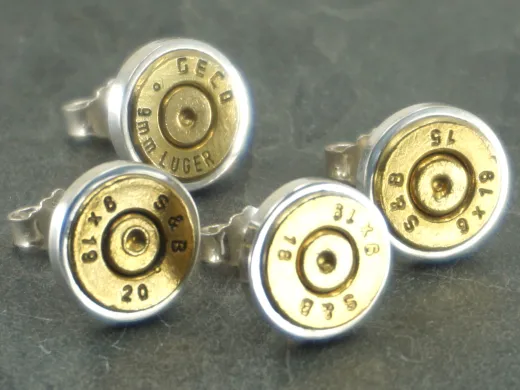 Ohrstecker Ø 11,5mm aus Silber 925 mit Patrone 6mm mit Zündhütchen