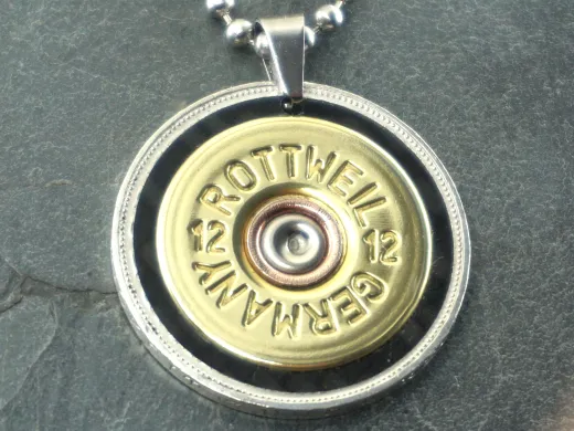 Anhänger 5 DM Silberadler mit Schrotpatrone und Carbon Inlay