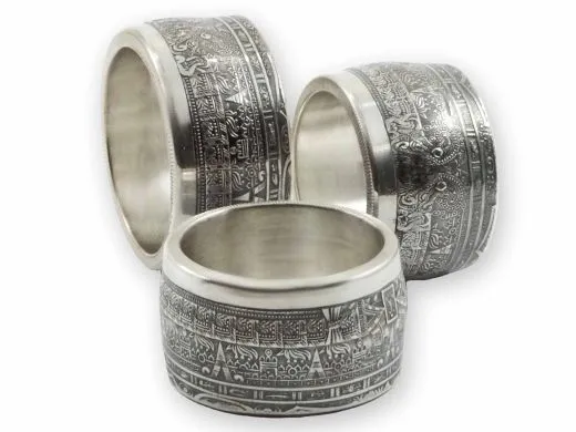 Münzring Azteken Kalender 1 OZ Kupfer versilbert Größe 58 bis 72