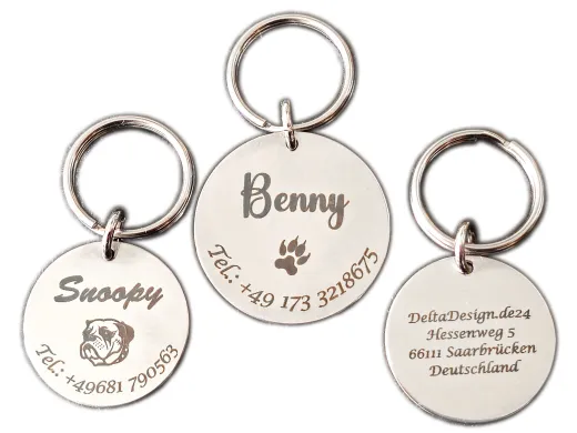Dog Tag aus Edelstahl mit Spaltring mit Lasergravur