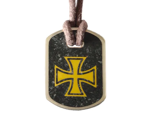 Anhänger Dog Tag 5 DM - Eisernes Kreuz - mit Inlay und Baumwollband