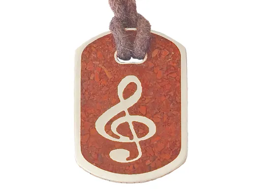 Anhänger Dog Tag 5 DM - Notenschlüssel - mit Inlay und Baumwollband