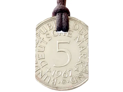 Anhänger Dog Tag 5 DM - Notenschlüssel - mit Inlay und Baumwollband