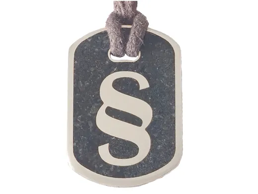 Anhänger Dog Tag 5 DM - Paragraph - mit Inlay und Baumwollband