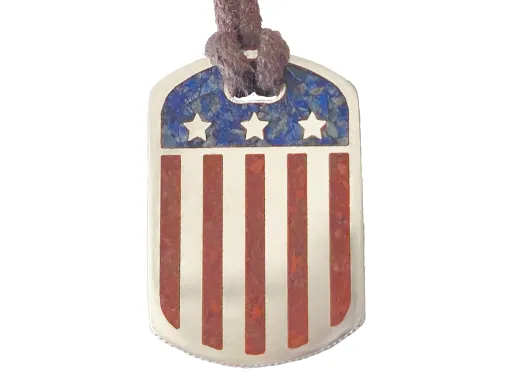 Anhänger Dog Tag 1/2 Dollar USA - Stars & Stripes - mit Inlay und Baumwollband
