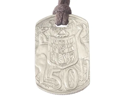 Anhänger Dog Tag 50 Cent Australien - Flagge - mit Inlay und Baumwollband