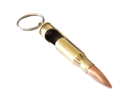 Schlüsselanhänger Flaschenöffner original Patrone .308 Win Messing
