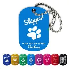 Dog Tag Anhänger aus eloxiertem Aluminium • Inklusive 10cm Kugelkette personalisierbar