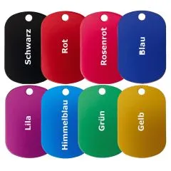 Dog Tag Anhänger aus eloxiertem Aluminium • Inklusive 10cm Kugelkette personalisierbar