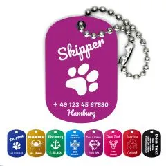 Dog Tag Anhänger aus eloxiertem Aluminium • Inklusive 10cm Kugelkette personalisierbar