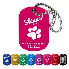 Dog Tag Anhänger aus eloxiertem Aluminium • Inklusive 10cm Kugelkette personalisierbar