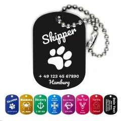 Dog Tag Anhänger aus eloxiertem Aluminium • Inklusive 10cm Kugelkette personalisierbar