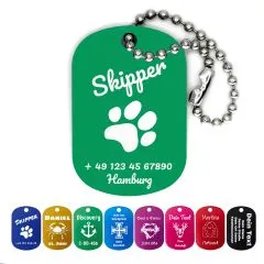Dog Tag Anhänger aus eloxiertem Aluminium • Inklusive 10cm Kugelkette personalisierbar