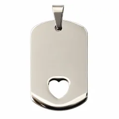 Anhänger Dog Tag Edelstahl Farbton Silber mit Herz » Personalisierbar