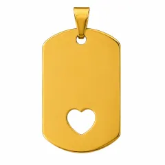 Anhänger Dog Tag Edelstahl Farbton Gold mit Herz » Personalisierbar