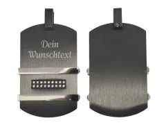 Anhänger Dog Tag Edelstahl Farbton Schwarz - Silber • Personalisierbar