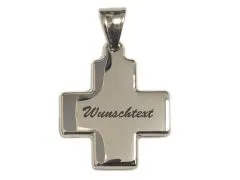 Kreuzanhänger aus Edelstahl Farbton Silber • Personalisierbar